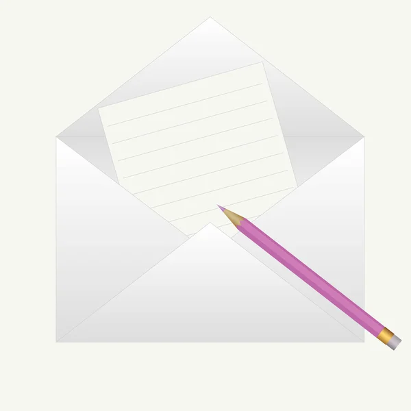 Pozvánka s obálkou a tužka — Stockový vektor