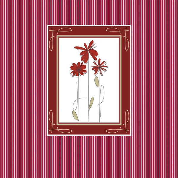 Rött kort med blommor — Stock vektor