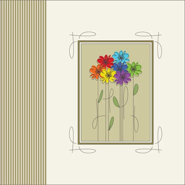 Kort med färg blommor — Stock vektor