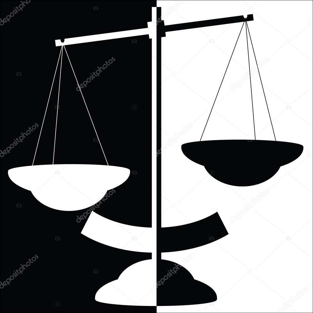 Black and white silhouette of balance scale