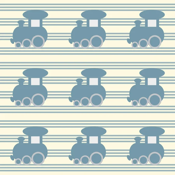 Çocuk kesintisiz arka plan mavi tren ile — Stok Vektör