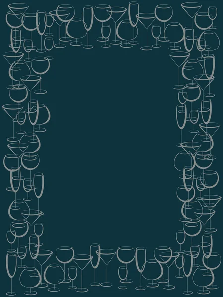 Рамка з білих келихів на синьому фоні — стоковий вектор
