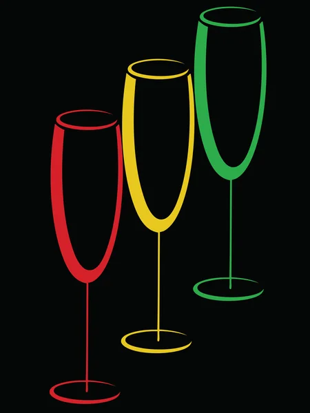 Color glasses of champagne — Stock Vector