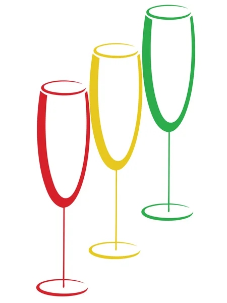 Color glasses of champagne — Stock Vector