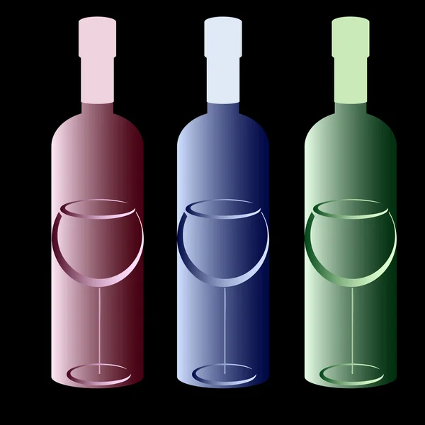 Színes üvegek és wineglasses — Stock Vector