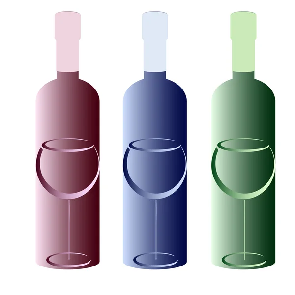 Kolor butelki i kieliszki — Wektor stockowy