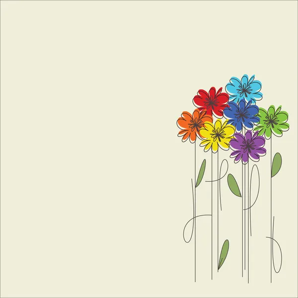 Card with color flowers — Stok Vektör