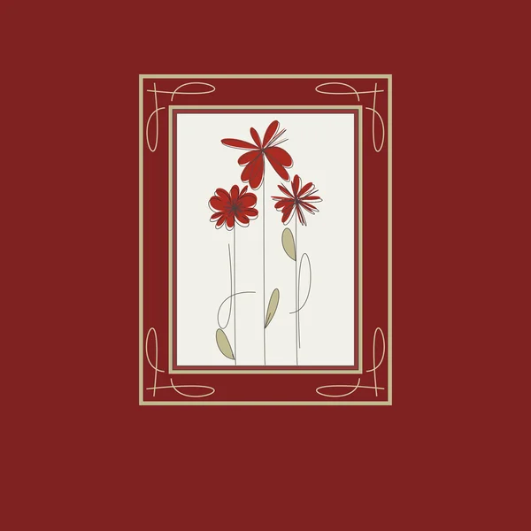 Carton rouge avec fleurs — Image vectorielle
