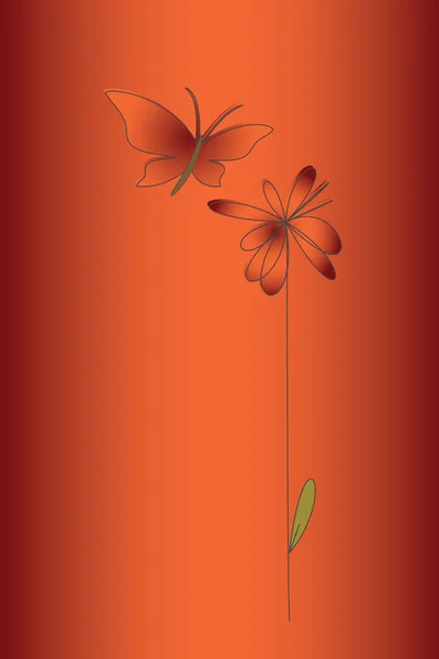 Kort med blomma och fjäril — Stock vektor