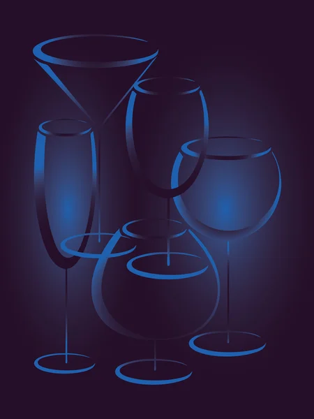 Niebieskim tle z kieliszków alkoholu napoje — Wektor stockowy