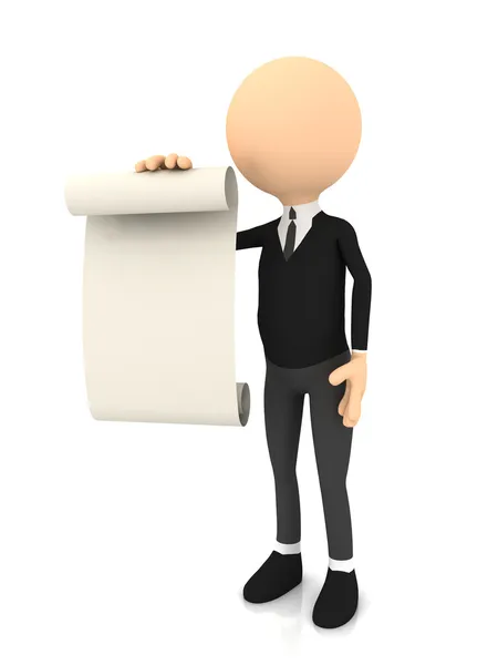 3d person with blank page — Stock Photo, Image