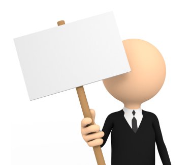 3d person with blank banner clipart