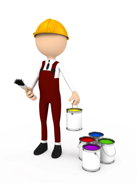 3d person with brush and color — Stock Photo, Image