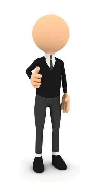 3D-zakenman tonen duimen op witte achtergrond — Stockfoto