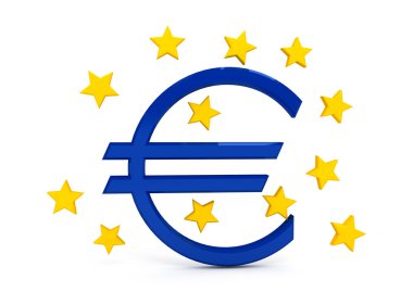 Euro sign over white background clipart