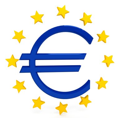 Euro sign over white background clipart