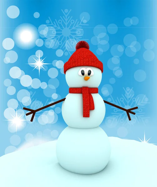 3d snowman over color background — Stock Photo, Image