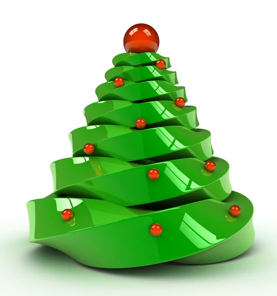 Vánoční strom nad bílým pozadím — Stock fotografie