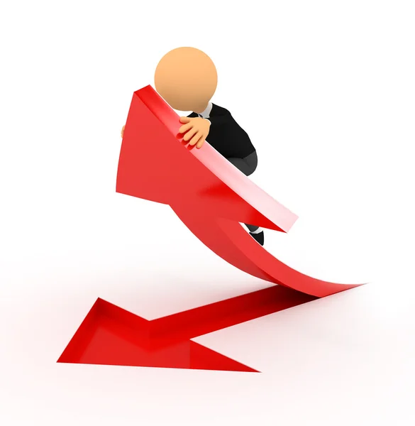 3D person with red arrow over white — Stock Photo, Image