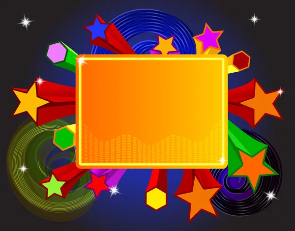 Bannière lumineuse disco avec étoiles — Image vectorielle