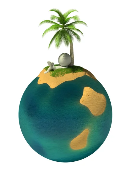 Mały 3D - bezludnej wyspie — Zdjęcie stockowe