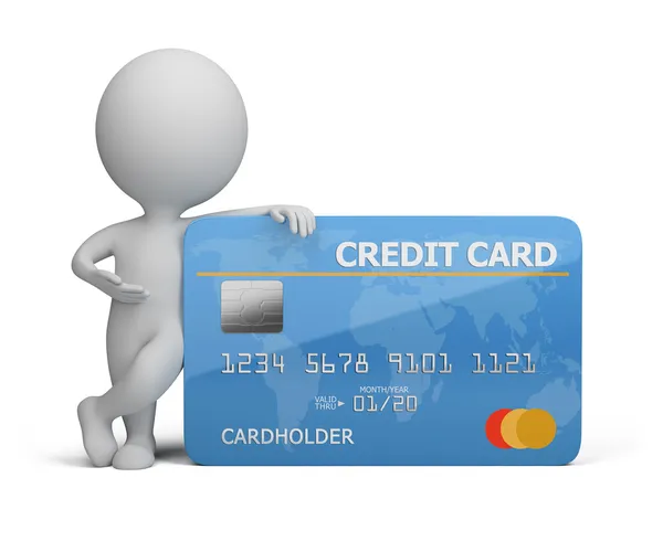 3d small with a credit card — Stock Photo, Image