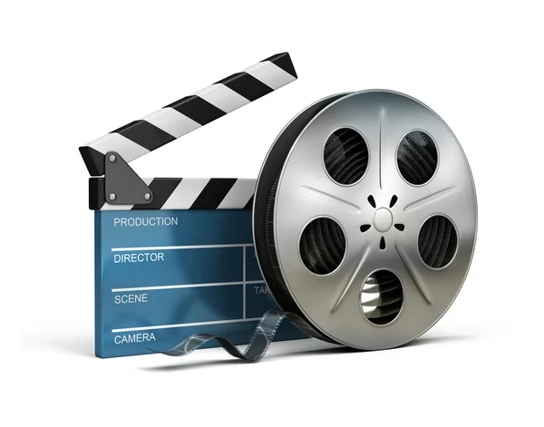 Cinema clapper and film tape — Stockfoto