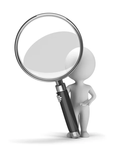 3d small with a magnifying glass — Stock Photo, Image