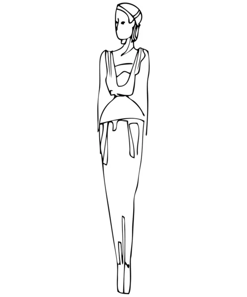 Дівчина в довгій сукні — стоковий вектор