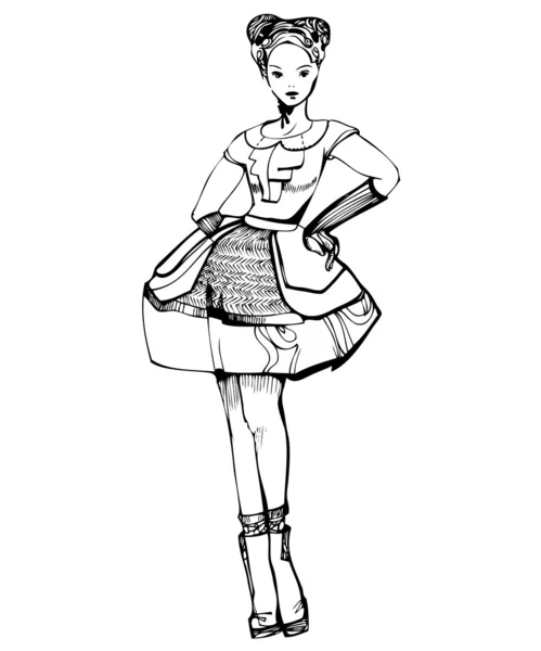 Chica en una falda exuberante — Archivo Imágenes Vectoriales