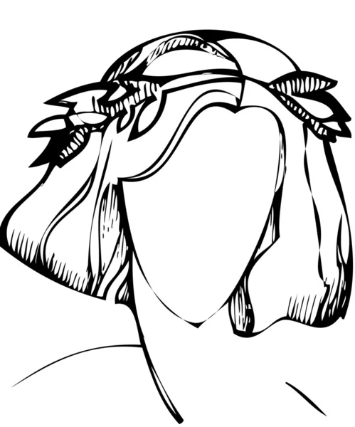 Mädchen mit dem Lorbeerkranz auf dem Kopf — Stockvektor