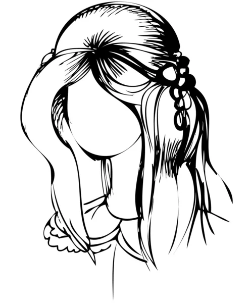 女孩与她的头发束 — 图库矢量图片