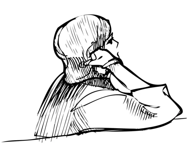 Profil fille assis et appuyé sur le coude — Image vectorielle