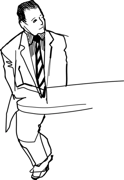 Mannen i slips och kavaj sitter bakom — Stock vektor