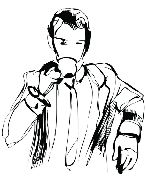 Homme buvant du thé du matin — Image vectorielle