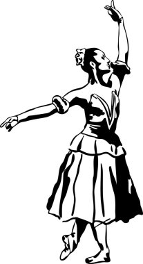 Sketch of girl's ballerina standing in a pose clipart