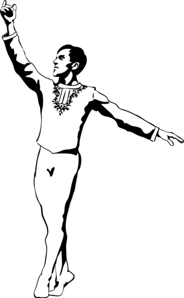 ポーズに立っている男性のバレエ ダンサーをスケッチします。 — ストックベクタ