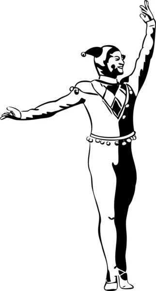 Bailarín masculino en el papel de un payaso — Vector de stock