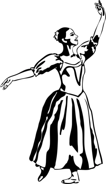 Girl's ballerina standing in a pose — Stock Vector