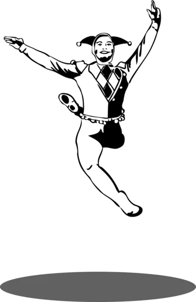 Boceto bailarín masculino en el papel de un payaso — Vector de stock