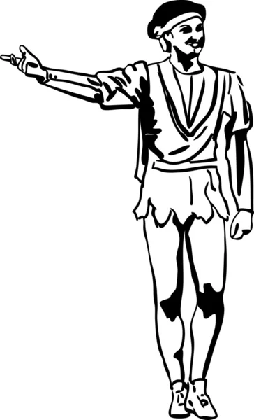 Szkic tancerz mężczyzna stojący w pozie — Wektor stockowy