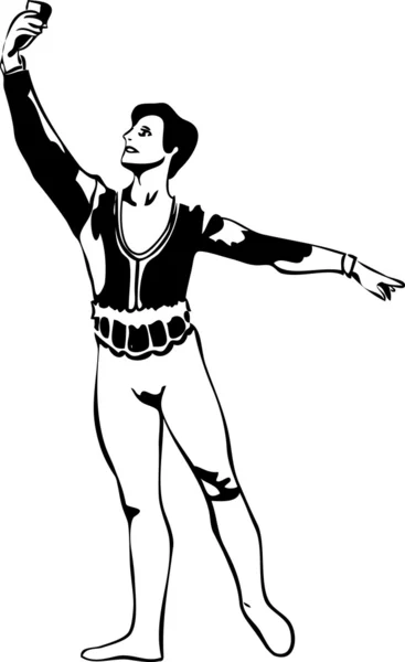 Skiss manliga dansare står i pose — Stock vektor