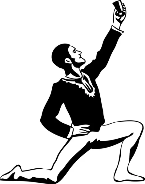 素描男芭蕾舞者站立的姿势 — 图库矢量图片