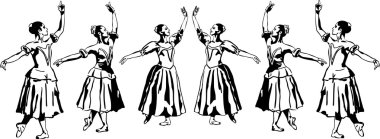 Girl's ballerina standing in a pose clipart