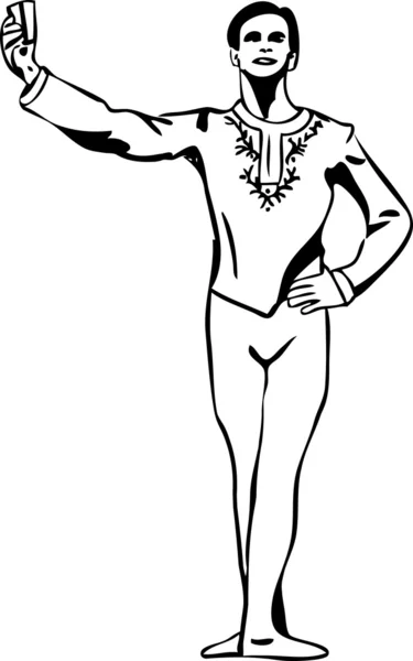 Sketch male ballet dancer standing in pose — Stock Vector