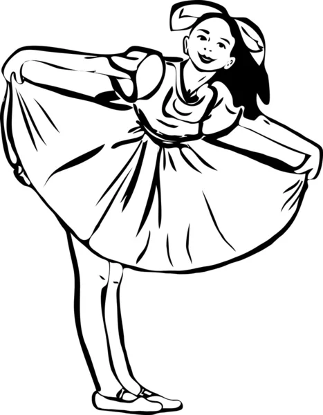 Meisje in een jurk met een strik op haar hoofd — Stockvector