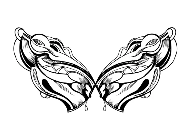 Abstrakte grafische Gestaltung in schwarz-weißen Flügeln — Stockvektor