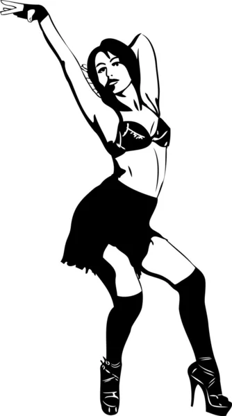 Kız dans erotik dans kroki — Stok Vektör