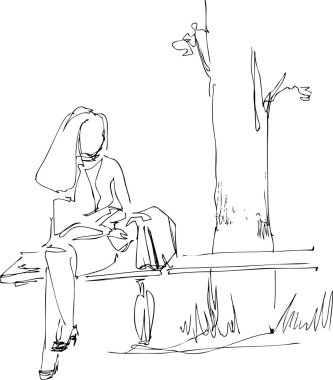 On a bench clipart