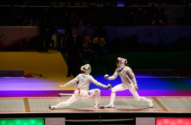 Russia-Ukraine final match at 2012 World Fencing Championships clipart